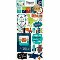 Echo Park - Imagine That Boy Collection - Chipboard Stickers with Foil Accents - Phrases