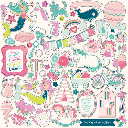 Echo Park - Imagine That Girl Collection - 12 x 12 Cardstock Stickers - Elements