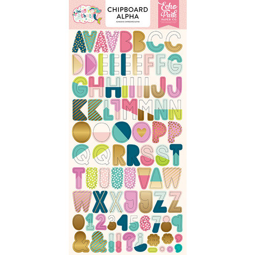 Echo Park - Imagine That Girl Collection - Chipboard Stickers with Foil Accents - Alphabet