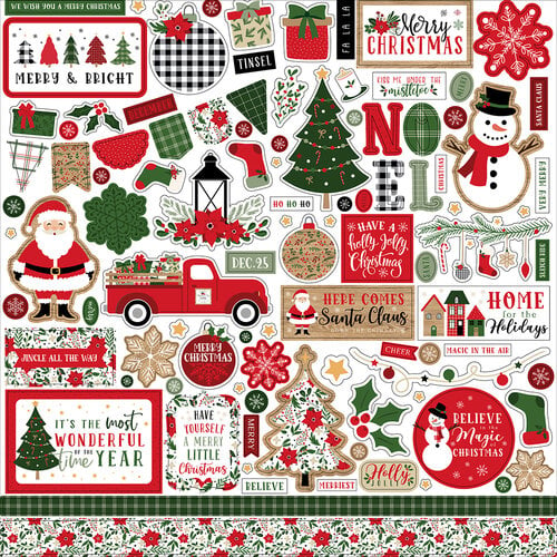 Echo Park - Jingle All The Way Collection - Christmas - 12 x 12 Cardstock Stickers - Elements