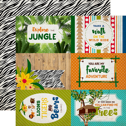 Echo Park - Jungle Safari Collection - 12 x 12 Double Sided Paper - 4 x 6 Journaling Cards