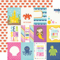 Echo Park - Let's Be Mermaids Collection - 12 x 12 Double Sided Paper - 3 x 4 Journaling Cards