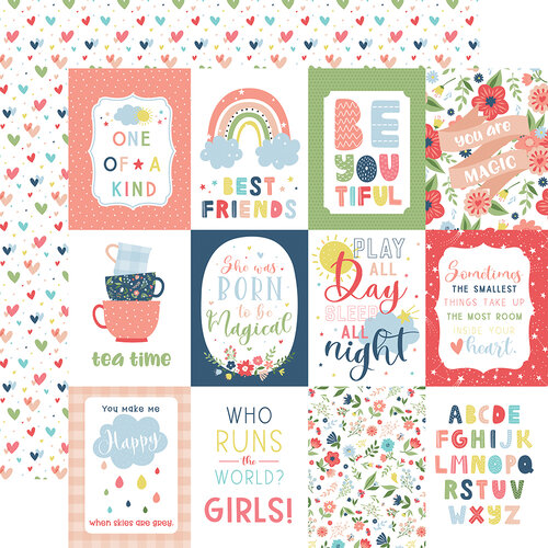 Echo Park - Little Dreamer Girl Collection - 12 x 12 Double Sided Paper - 3 x 4 Journaling Cards