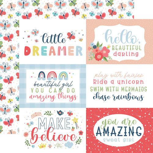 Echo Park - Little Dreamer Girl Collection - 12 x 12 Double Sided Paper - 6 x 4 Journaling Cards