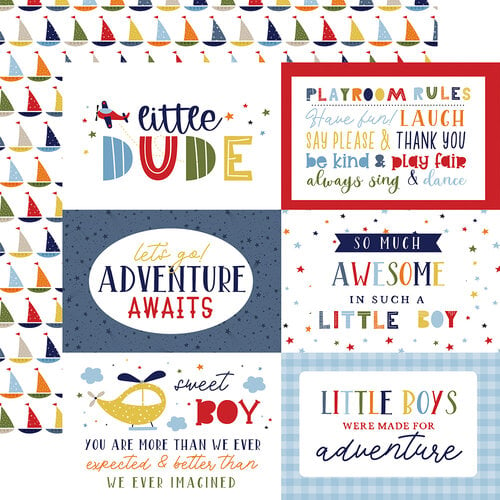 Echo Park - Little Dreamer Boy Collection - 12 x 12 Double Sided Paper - 6 x 4 Journaling Cards