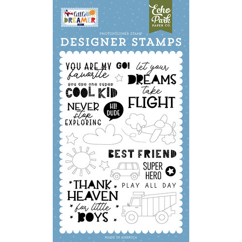 Echo Park - Little Dreamer Boy Collection - Clear Photopolymer Stamps - Never Stop Exploring