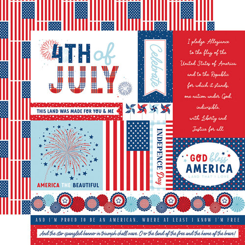 Echo Park - Let Freedom Ring Collection - 12 x 12 Double Sided Paper - Multi Journaling Cards
