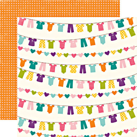 Echo Park - Little Girl Collection - 12 x 12 Double Sided Paper - Laundry Lucy