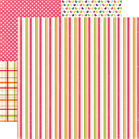 Echo Park - Little Girl Collection - 12 x 12 Double Sided Paper - Jody's Stripe, CLEARANCE