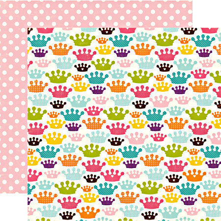 Echo Park - Little Girl Collection - 12 x 12 Double Sided Paper - Chloe Crowns