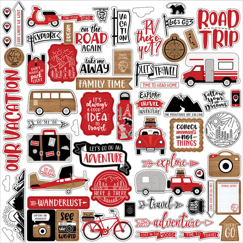 Echo Park - Let's Go Anywhere Collection - 12 x 12 Cardstock Stickers - Elements
