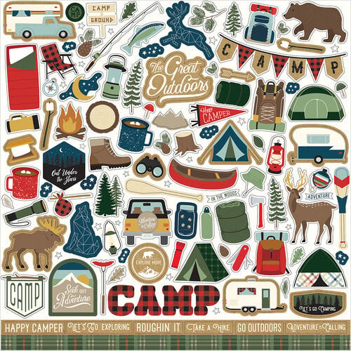 Echo Park - Let's Go Camping Collection - 12 x 12 Cardstock Stickers - Elements