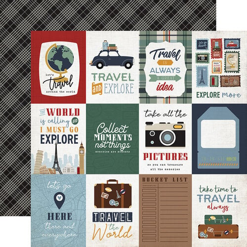 Echo Park - Let's Go Travel Collection - 12 x 12 Double Sided Paper - 3 x 4 Journaling Cards