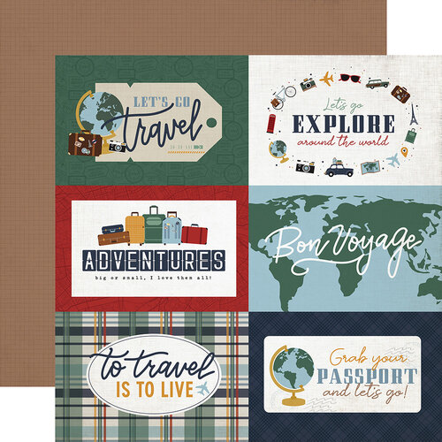 Echo Park - Let's Go Travel Collection - 12 x 12 Double Sided Paper - 4 x 6 Journaling Cards