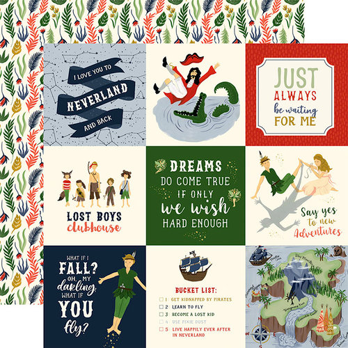 Echo Park - Lost in Neverland Collection - 12 x 12 Double Sided Paper - 4 x 4 Journaling Cards