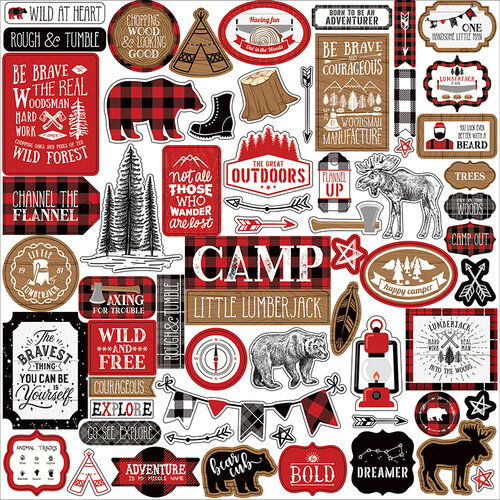 Echo Park - Little Lumberjack Collection - 12 x 12 Cardstock Stickers - Elements