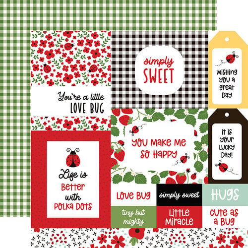 Echo Park - Little Ladybug Collection - 12 x 12 Double Sided Paper - Multi Journaling Cards