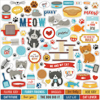 Echo Park - I Love My Cat Collection - 12 x 12 Cardstock Stickers - Elements