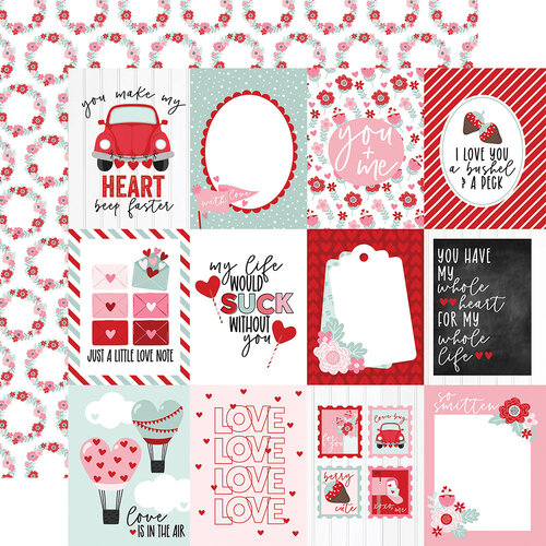 Echo Park - Love Notes Collection - 12 x 12 Double Sided Paper - 3 x 4 Journaling Cards