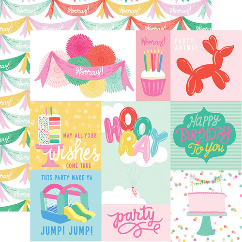 Echo Park - Let's Party Collection - 12 x 12 Double Sided Paper - Journaling Cards