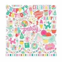 Echo Park - Let's Party Collection - 12 x 12 Cardstock Stickers - Elements