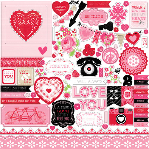 Echo Park - Love Story Collection - 12 x 12 Cardstock Stickers - Elements