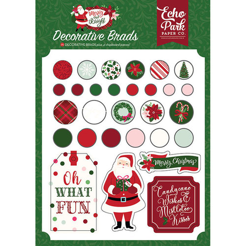 Echo Park - Merry and Bright Collection - Christmas - Decorative Brads