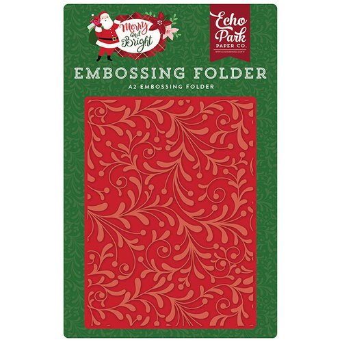 Echo Park - Merry and Bright Collection - Christmas - Embossing Folder - Holiday Flourish
