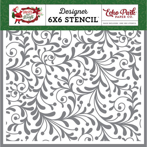 Echo Park - Merry and Bright Collection - Christmas - 6 x 6 Stencil - Festive Flourish