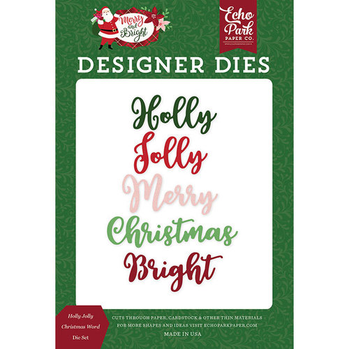 Echo Park - Merry and Bright Collection - Christmas - Designer Dies - Holly Jolly Christmas Word