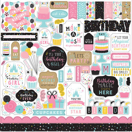 Echo Park - Magical Birthday Girl Collection - 12 x 12 Cardstock Stickers - Elements