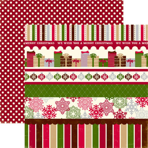 Echo Park - Merry Christmas Collection - 12 x 12 Double Sided Paper - Merry Border Strip, CLEARANCE