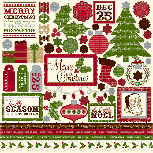 Echo Park - Merry Christmas Collection - 12 x 12 Cardstock Stickers - Element, CLEARANCE