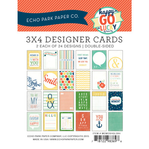 Echo Park - Happy-Go-Lucky Collection - 3 x 4 Pocket Page Cards - Memos