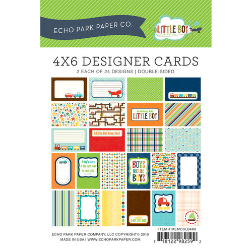 Echo Park - Little Boy Collection - 4 x 6 Pocket Page Cards - Memos