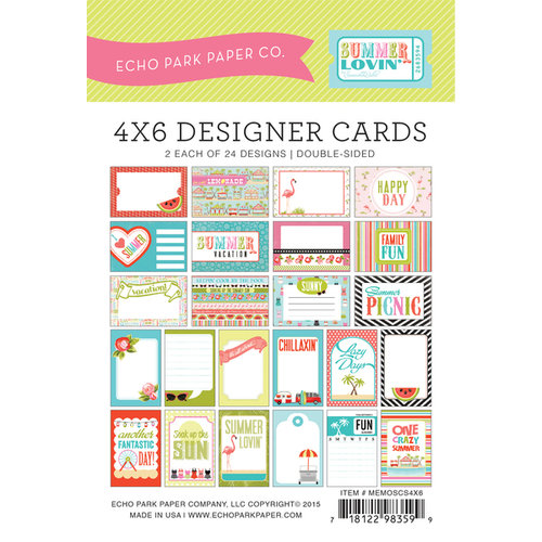 Echo Park - Summer Lovin Collection - 4 x 6 Pocket Page Cards - Memos