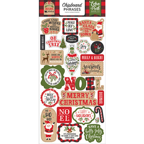 Echo Park - My Favorite Christmas Collection - Chipboard Stickers - Phrases