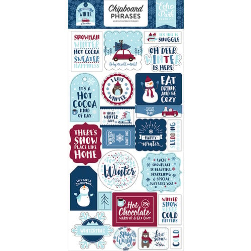 Echo Park - My Favorite Winter Collection - Christmas - Chipboard Stickers - Phrases