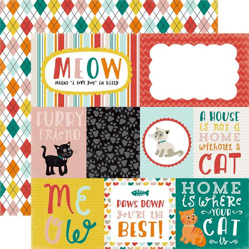 Echo Park - Meow Collection - 12 x 12 Double Sided Paper - Journaling Cards