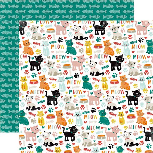 Echo Park - Meow Collection - 12 x 12 Double Sided Paper - Cat Icons