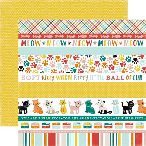 Echo Park - Meow Collection - 12 x 12 Double Sided Paper - Cat Border Strips