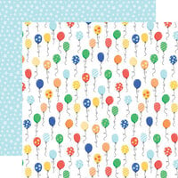 Echo Park - Make A Wish Birthday Boy Collection - 12 x 12 Double Sided Paper - Party Time Balloons