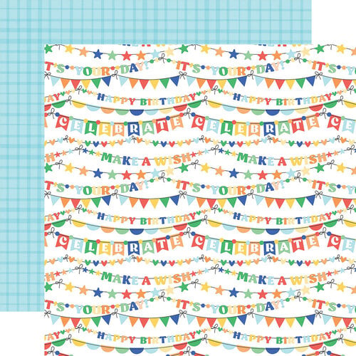 Echo Park - Make A Wish Birthday Boy Collection - 12 x 12 Double Sided Paper - It's Your Day Banners