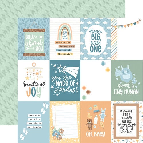 Echo Park - Our Baby Boy Collection - 12 x 12 Double Sided Paper - 3 x 4 Journaling Cards
