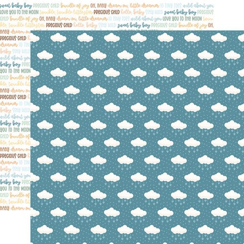 Echo Park - Our Baby Boy Collection - 12 x 12 Double Sided Paper - Dreamy Clouds