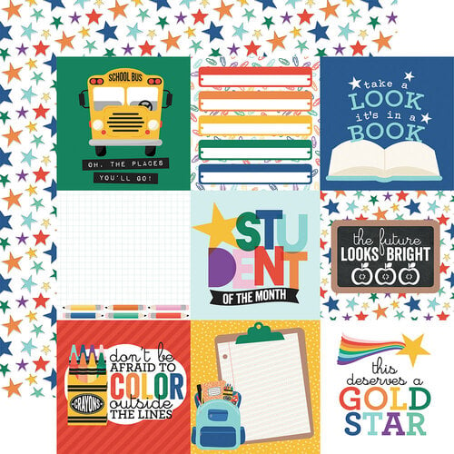 Echo Park - Off To School Collection - 12 x 12 Double Sided Paper - 4 x 4 Journaling Cards