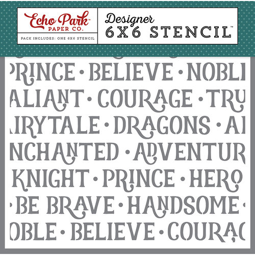 Echo Park - Once Upon A Time Collection - Prince - 6 x 6 Stencil - Noble Knight Word