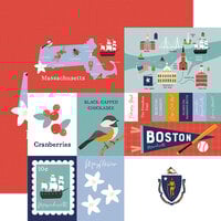 Echo Park - Our United States Collection - 12 x 12 Double Sided Paper - Massachusetts