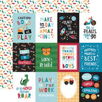 Echo Park - Play All Day Boy Collection - 12 x 12 Double Sided Paper - 3 x 4 Journaling Cards