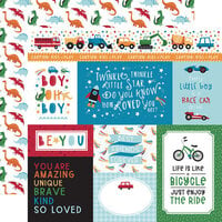 Echo Park - Play All Day Boy Collection - 12 x 12 Double Sided Paper - Multi Journaling Cards